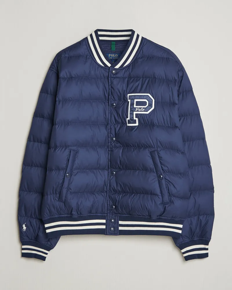 Ralph Lauren Quilted Letterman Jacket Newport Navy Blau