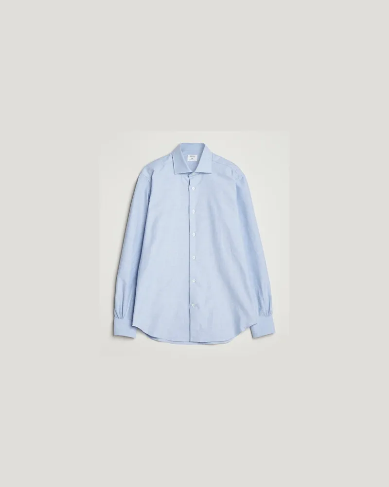 MAZZARELLI Soft Flannel Cut Away Shirt Light Blue Blau