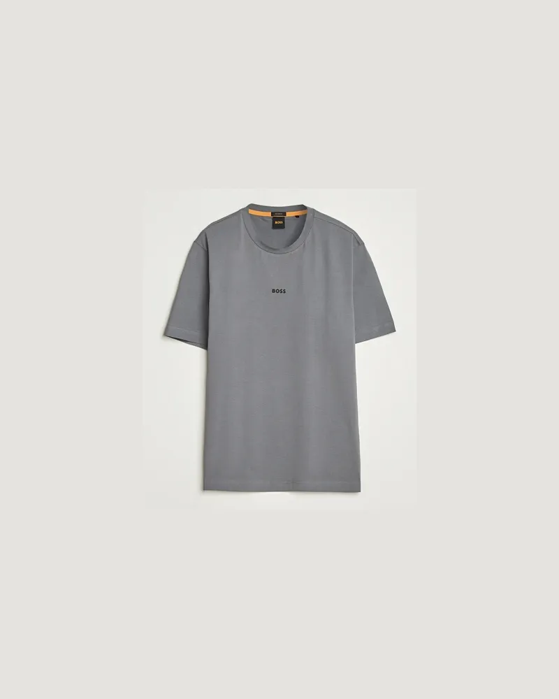 HUGO BOSS BOSS ORANGE Tchup Logo Crew Neck T-Shirt Open Grey Grau