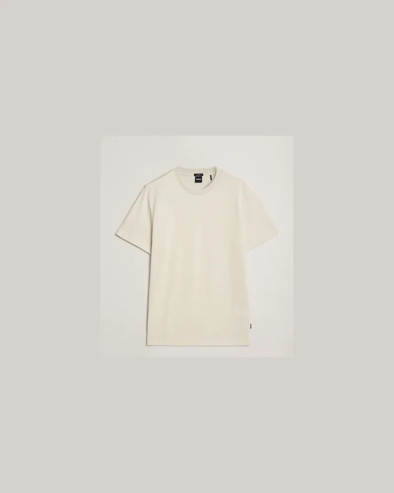 HUGO BOSS BOSS BLACK Thompson Structured Crew Neck T-Shirt Open White Weiß