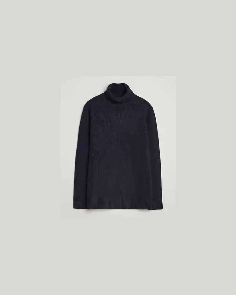 Charles Tyrwhitt Chunky Merino Roll Neck Navy Blau