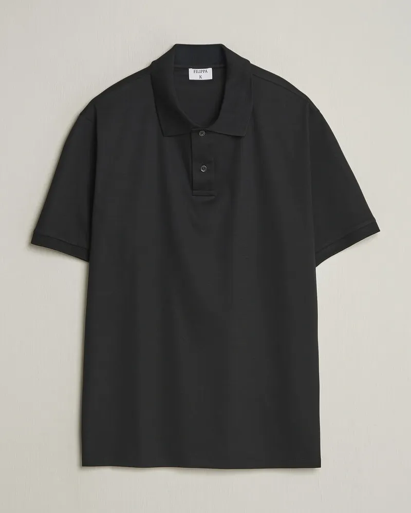 Filippa K Technical Cotton Polo Black Schwarz