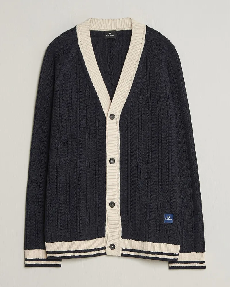Paul Smith Cotton Knitted Cardigan Navy Blau