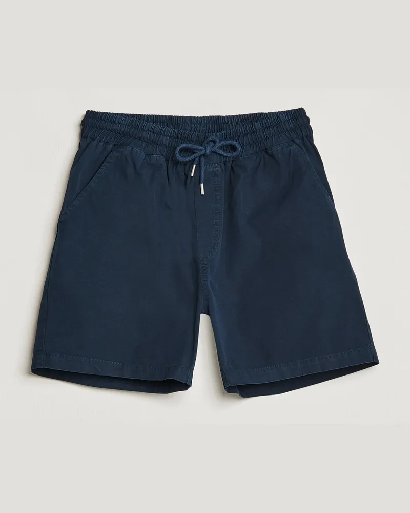 COLORFUL STANDARD Classic Organic Twill Drawstring Shorts Navy Blue Blau