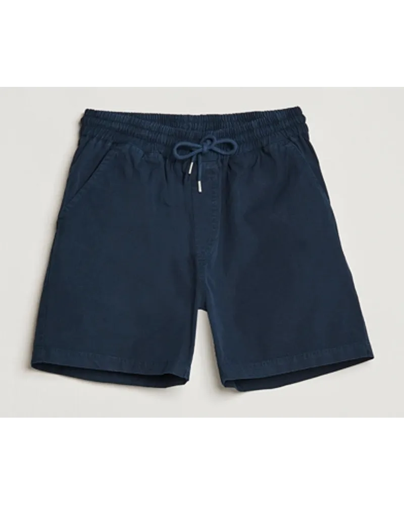 COLORFUL STANDARD Classic Organic Twill Drawstring Shorts Navy Blue Blau