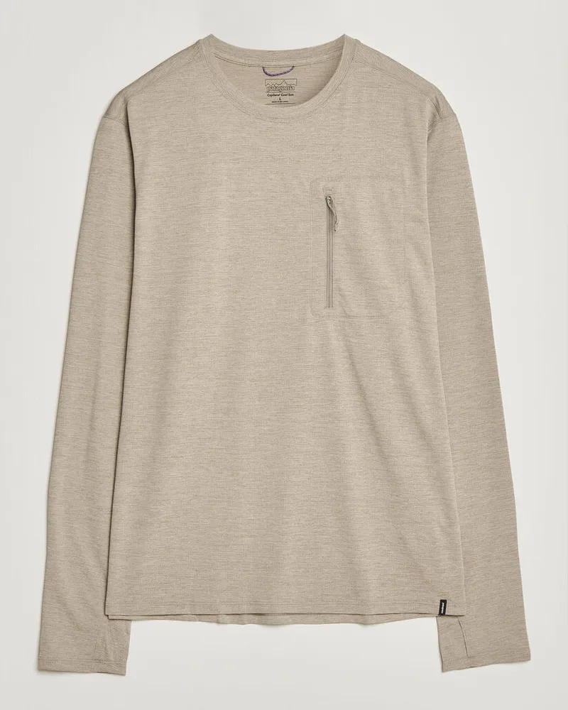 Patagonia Cap Cool Long Sleeve Sun Shirt Seabird Grey Beige