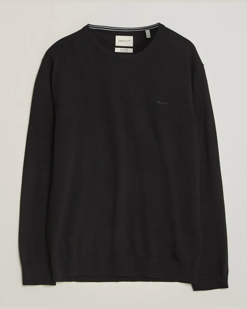 Gant Extrafine Merino Knitted Crew Neck Black Schwarz