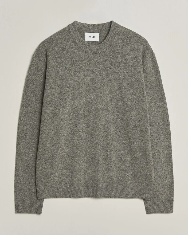 NN 07 Raz Lambswool Knitted Sweater Grey Melange Grau