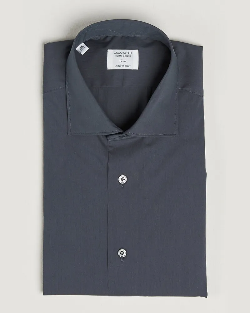 MAZZARELLI Soft Cotton Popeline Shirt Grey Grau