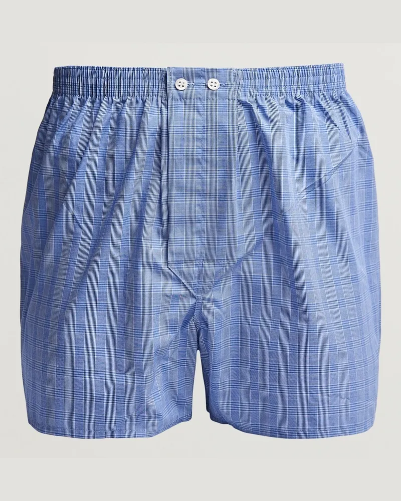 Derek Rose Classic Fit Cotton Boxer Shorts Blue Blau