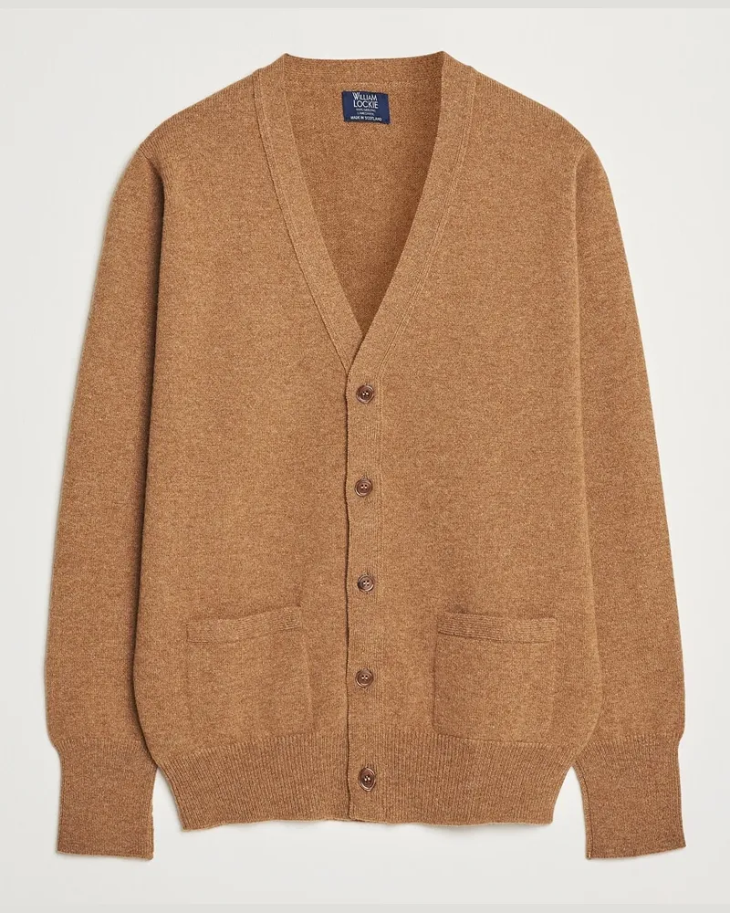 William Lockie Rob Lambswool Cardigan Driftwood Beige