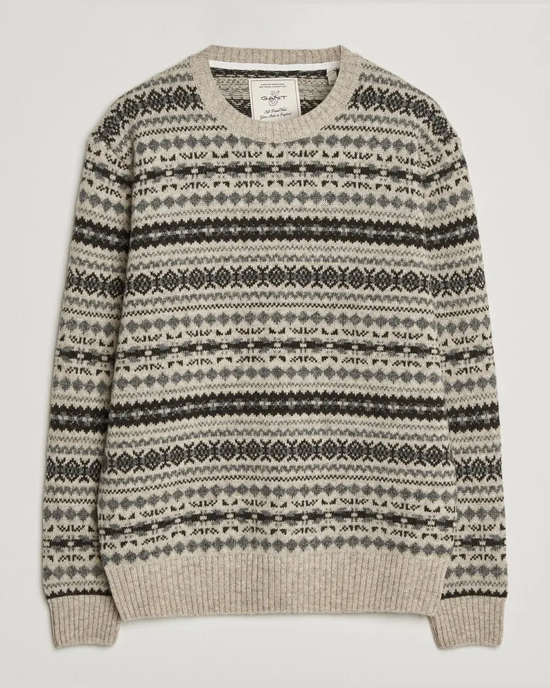 Gant Brushed Wool Fair Isle Sweater Light Beige Melange Beige