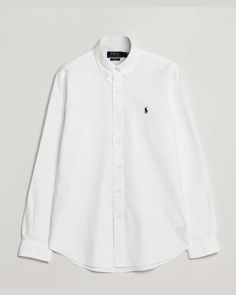 Ralph Lauren Custom Fit Garment Dyed Oxford Shirt White Weiß