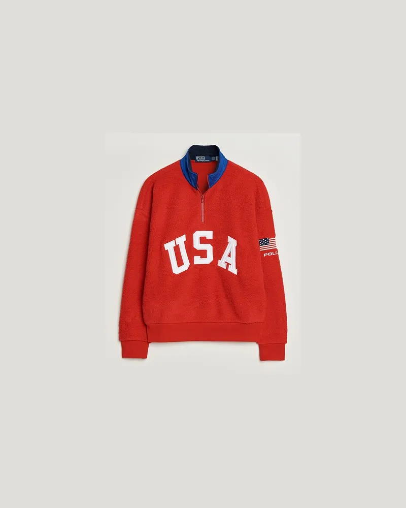 Ralph Lauren Polar Half Zip USA Fleece RL 2000 Red Rot