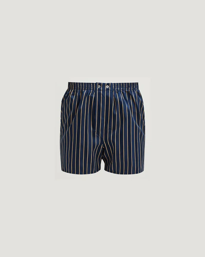 Derek Rose Classic Fit Woven Cotton Boxer Shorts Navy Blau