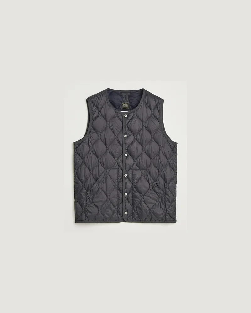 TAION Military Crew Neck Down Vest Dark Grey Grau