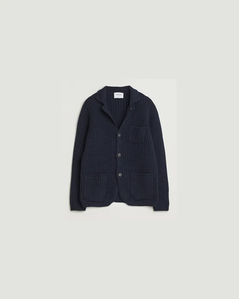 Gran Sasso Heavy Knitted Wool Cardigan Navy Blau