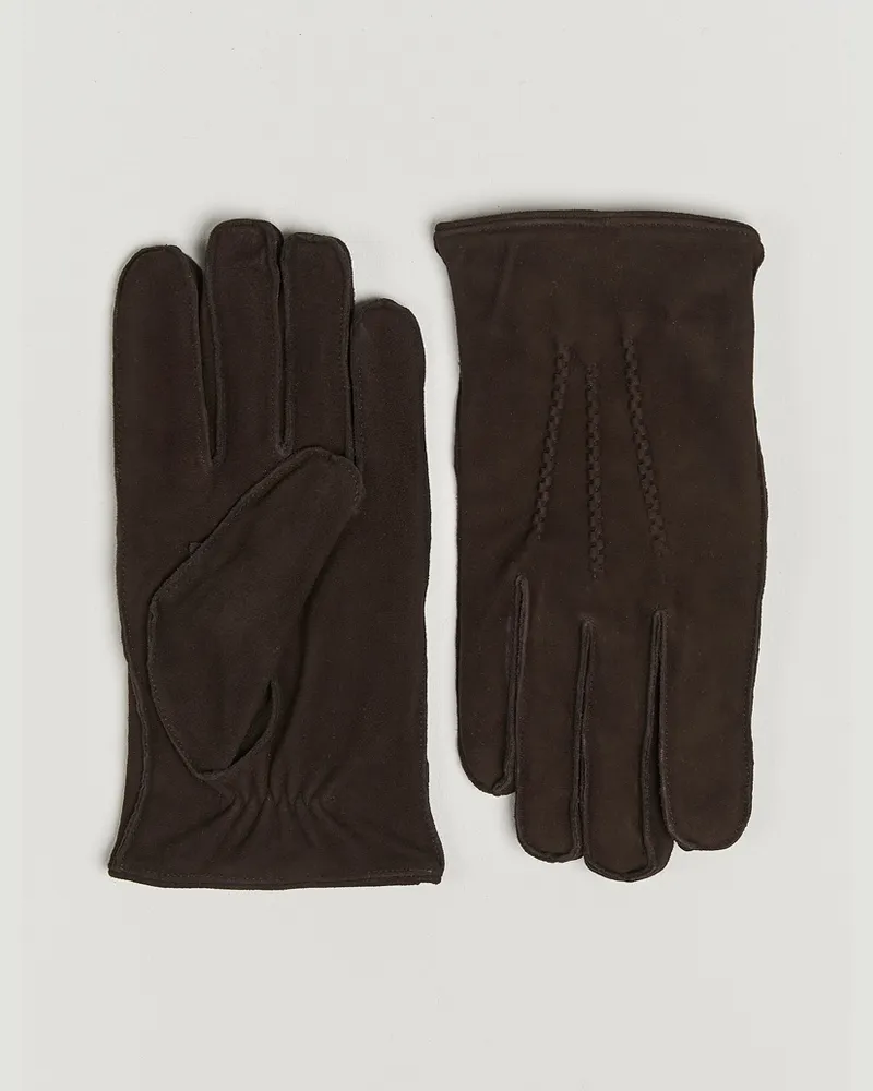 Amanda Christensen Lined Suede Gloves Brown Braun