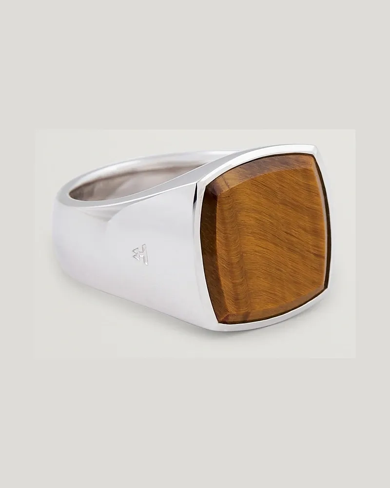 Tom Wood Cushion Tiger Eye Ring Silver Silber