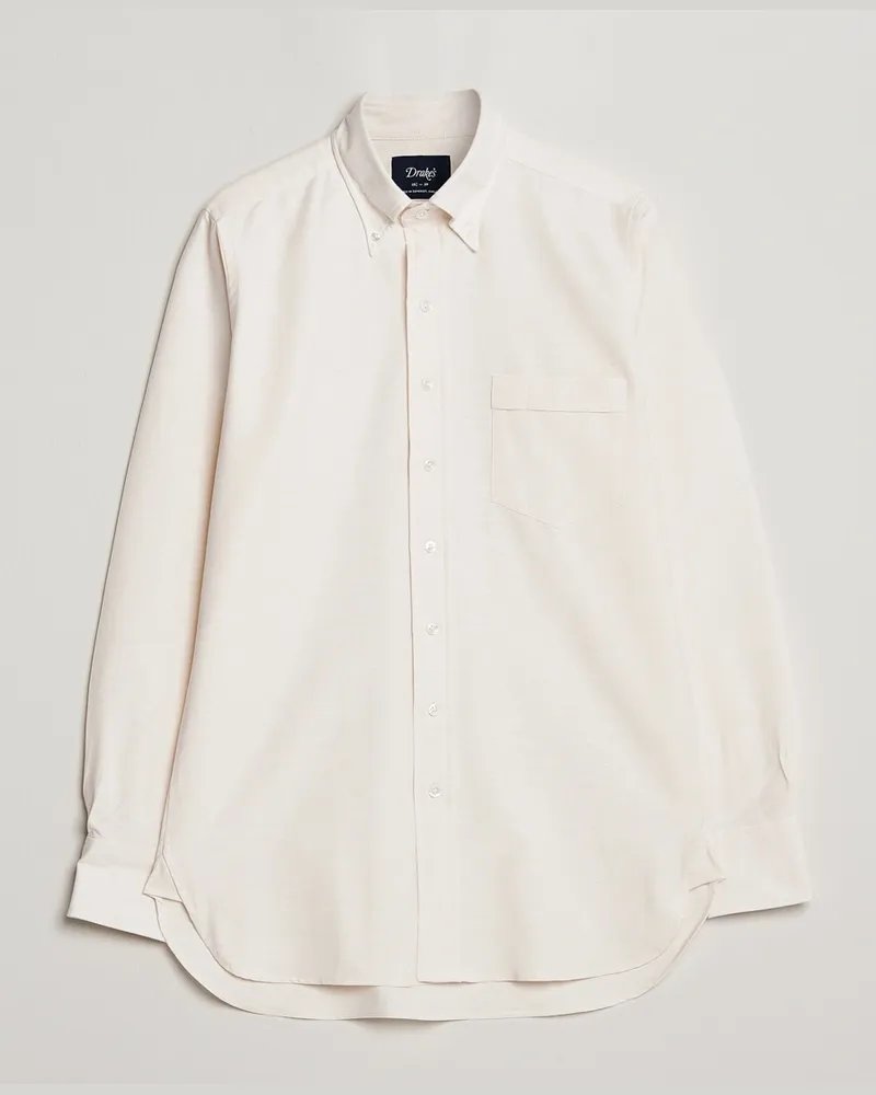 Drake's Button Down Oxford Shirt Cream Beige