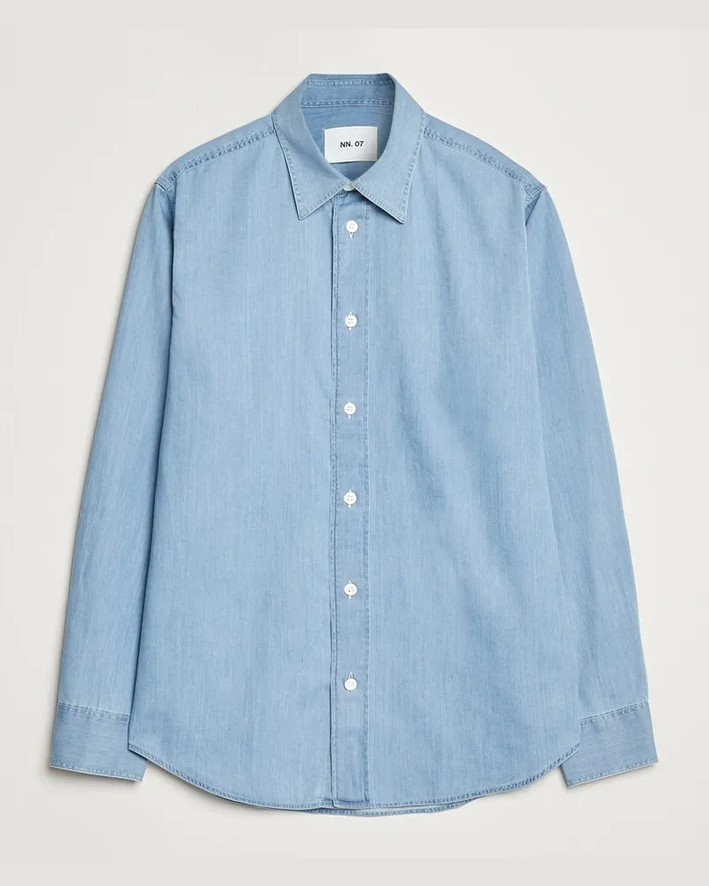 NN 07 Colby Denim Shirt Bleached Indigo Blau