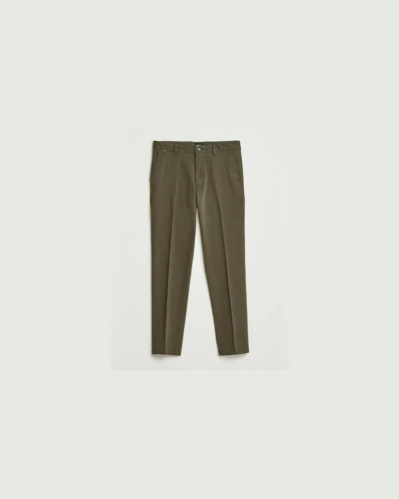 HUGO BOSS Kane Brushed Cotton Pleated Trousers Open Green Grün