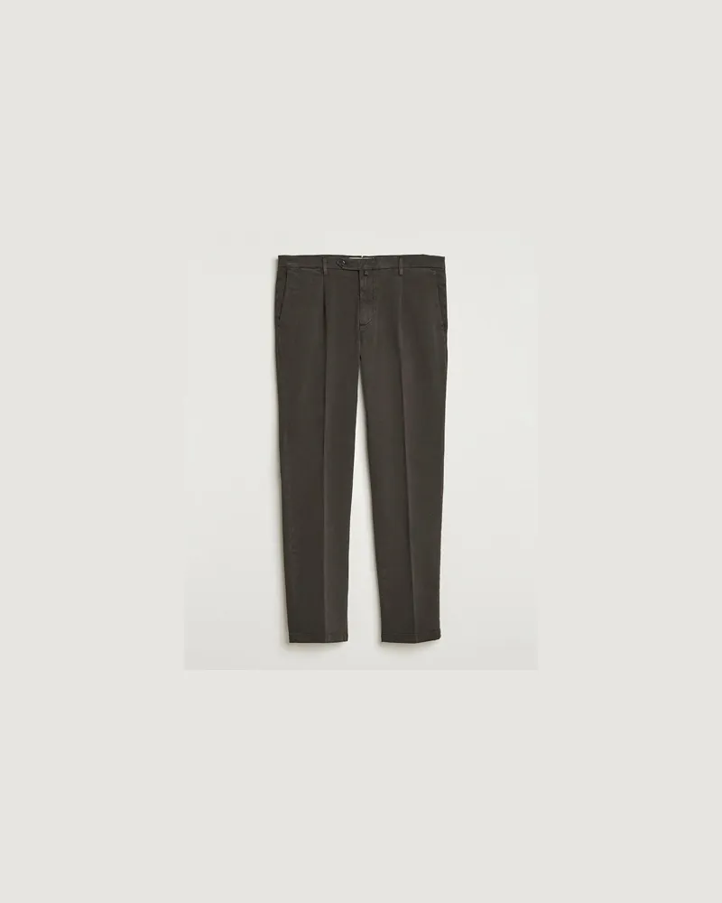 Briglia 1949 Easy Fit Pleated Cotton Stretch Chino Dark Brown Braun