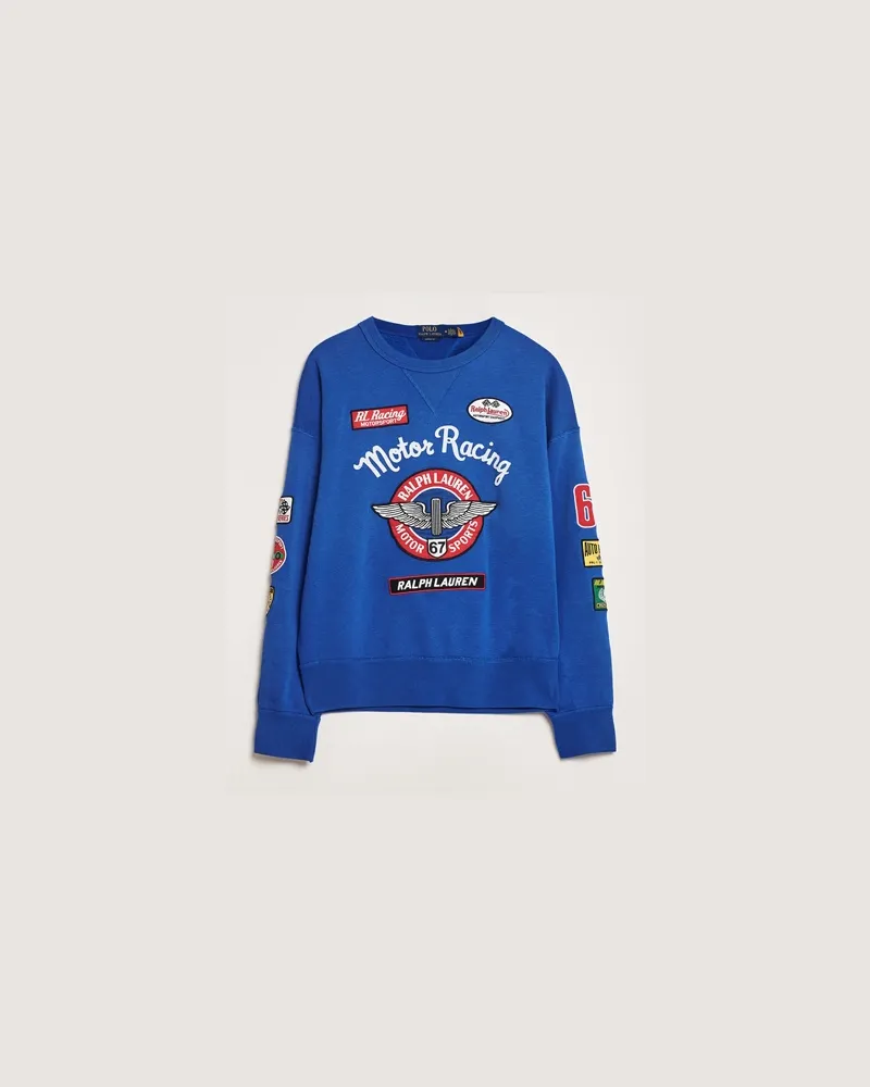 Ralph Lauren Vintage Fleece Motor Racing Sweatshirt Heritage Blue Blau