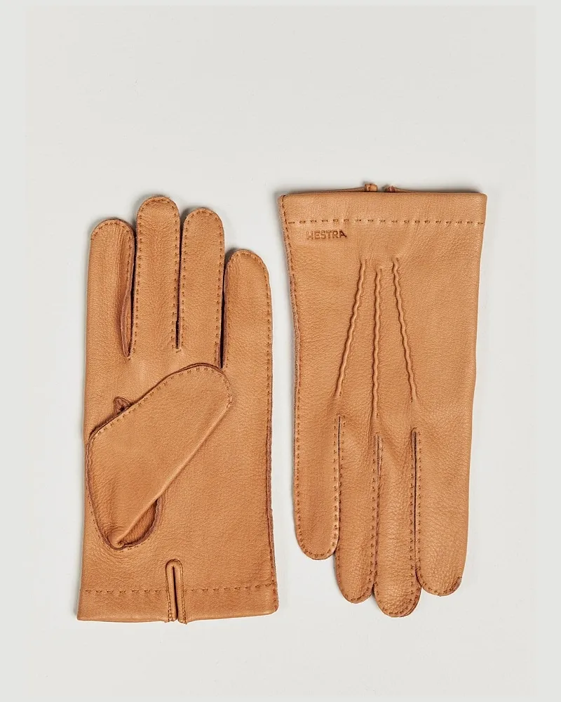 Hestra Henry Unlined Deerskin Glove Cognac Beige