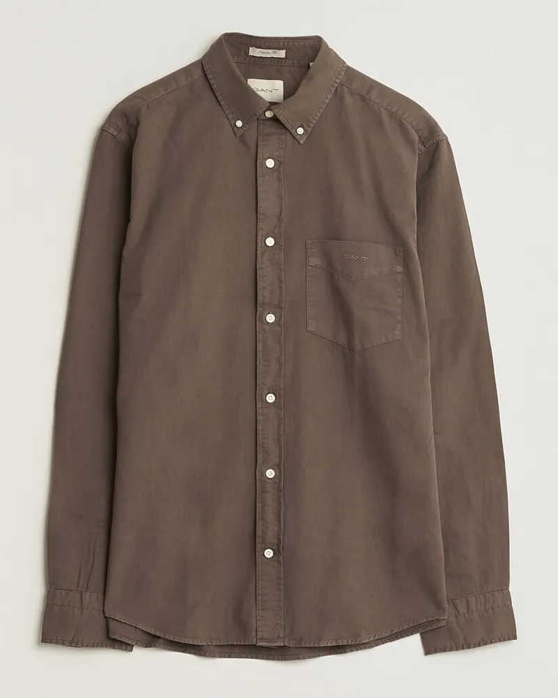Gant Regular Fit Garment Dyed Twill Shirt Shadow Brown Braun