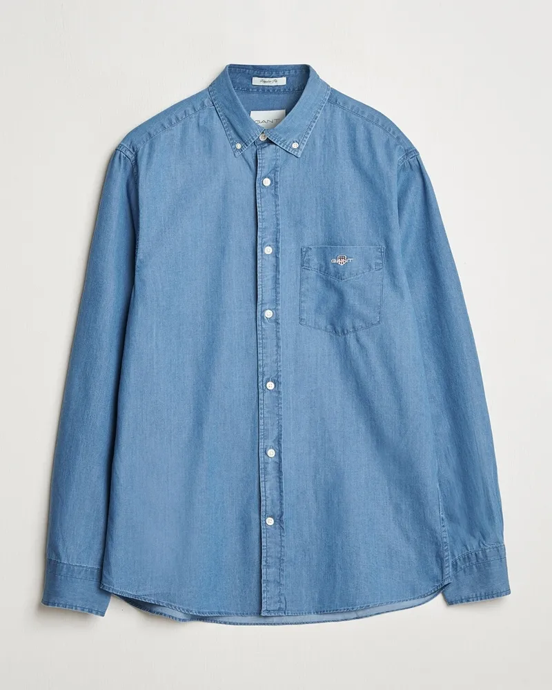 Gant Regular Fit Denim Shirt Semi Light Blue Blau