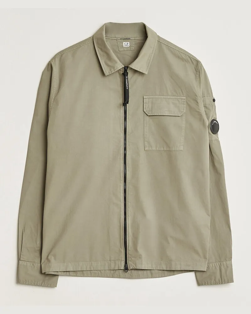 C.P. Company Organic Cotton Gabardine Zip Overshirt Grey Grau