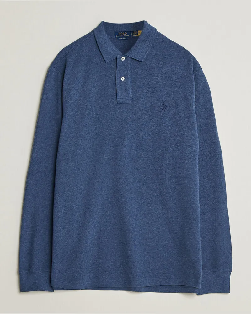 Ralph Lauren Custom Slim Fit Long Sleeve Polo Derby Blue Heather Blau