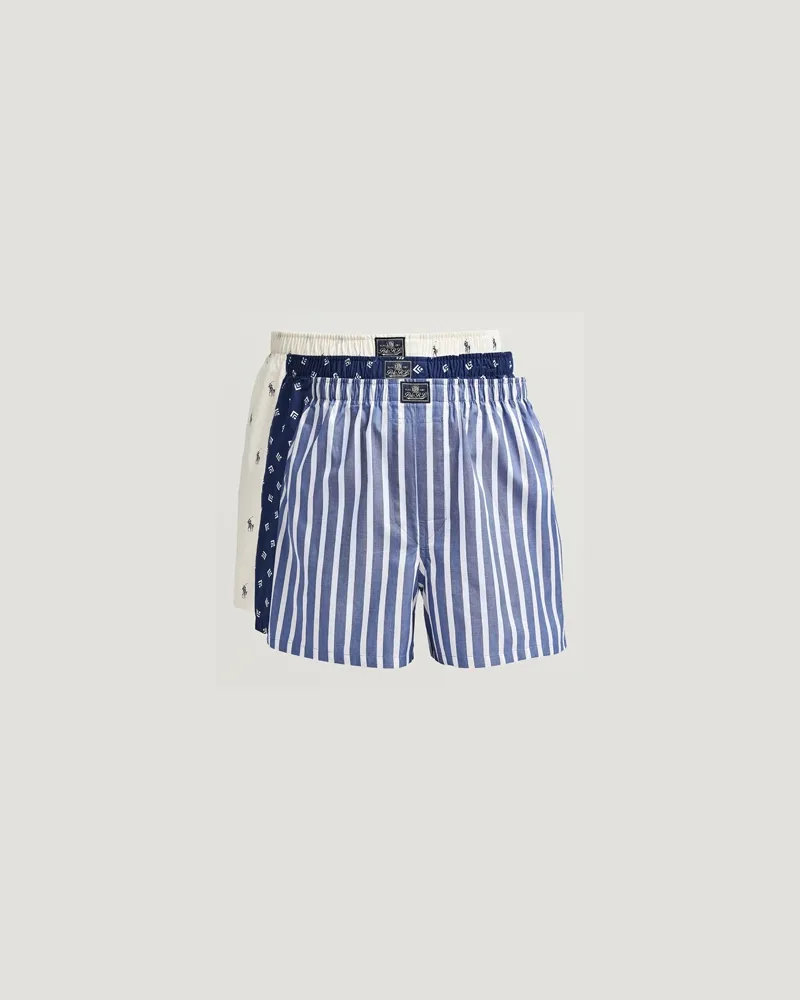 Ralph Lauren 3-Pack Woven Boxer Blue/Navy/White Weiß