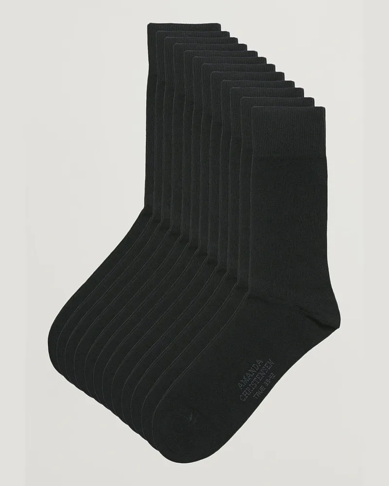 Amanda Christensen 12-Pack True Cotton Socks Black Schwarz