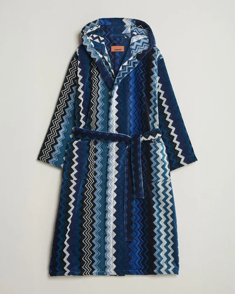 Missoni Home Giacomo Hooded Bathrobe Multi Blue Blau