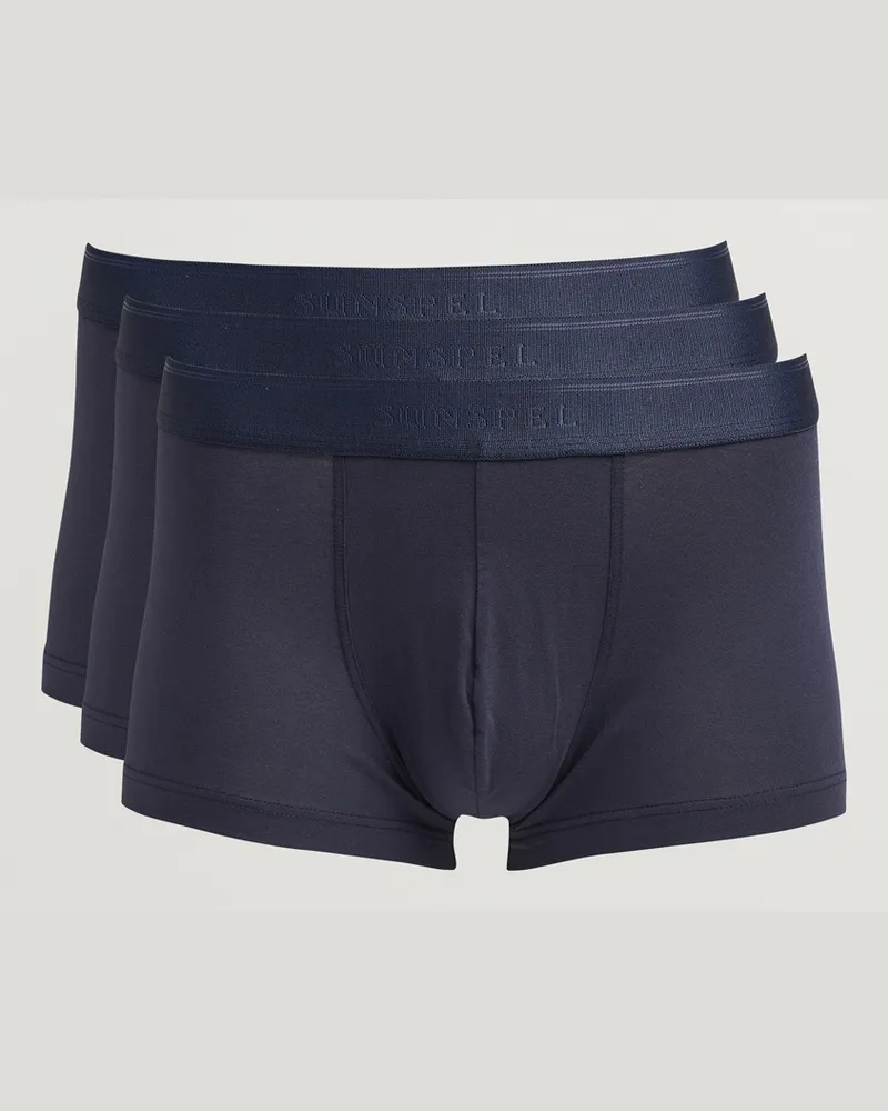 Sunspel 3-Pack Cotton Stretch Trunk Navy Blau