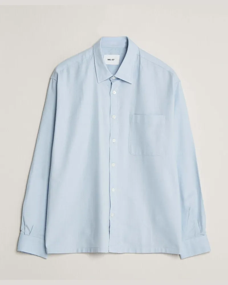 NN 07 Deon Brushed Light Flannel Shirt Sky Mist Blau
