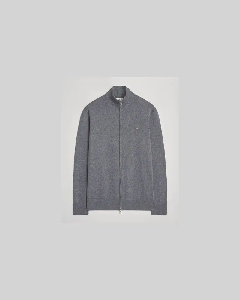 Gant Casual Cotton Full Zip Dark Grey Melange Grau