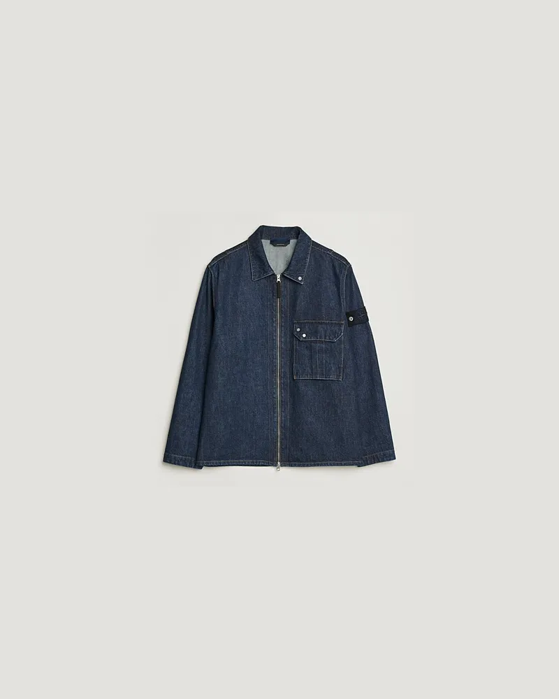 Stone Island Denim Zip Shirt Jacket Blue Rinse Blau