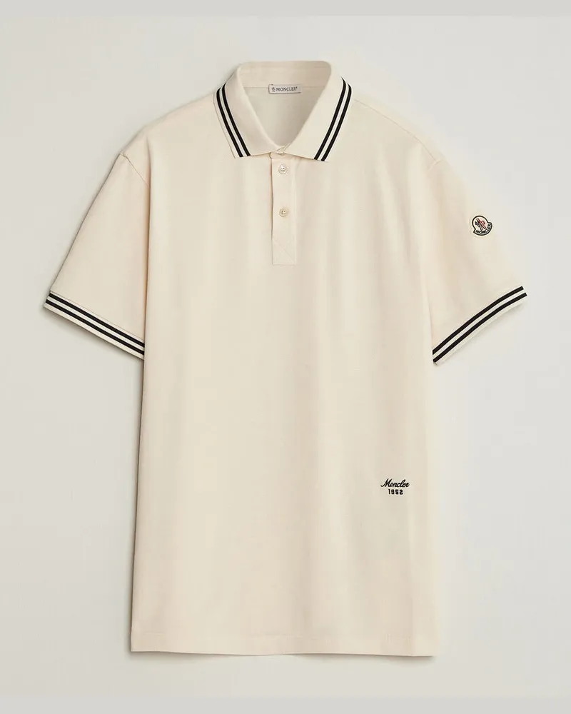 Moncler Contrast Collar Polo Off White Weiß