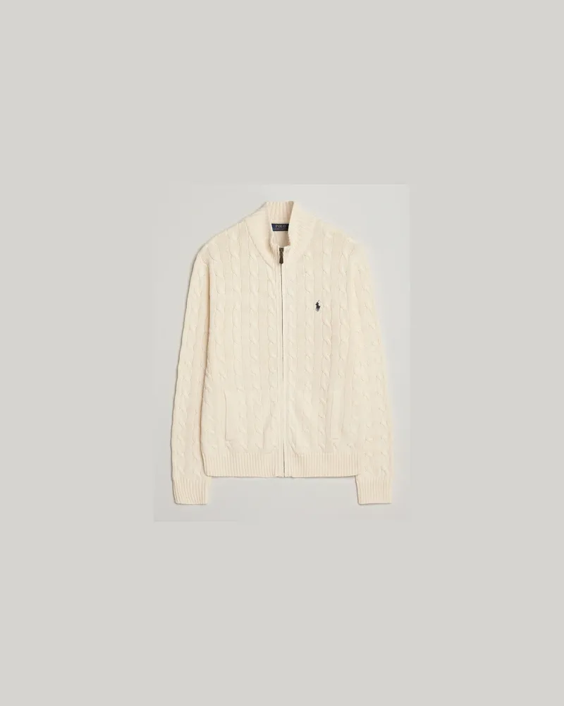 Ralph Lauren Cotton Cable Full Zip Andover Cream Weiß