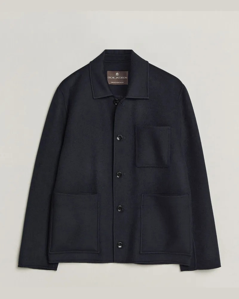 Oscar Jacobson Doublé Wool Shirt Jacket Navy Blau