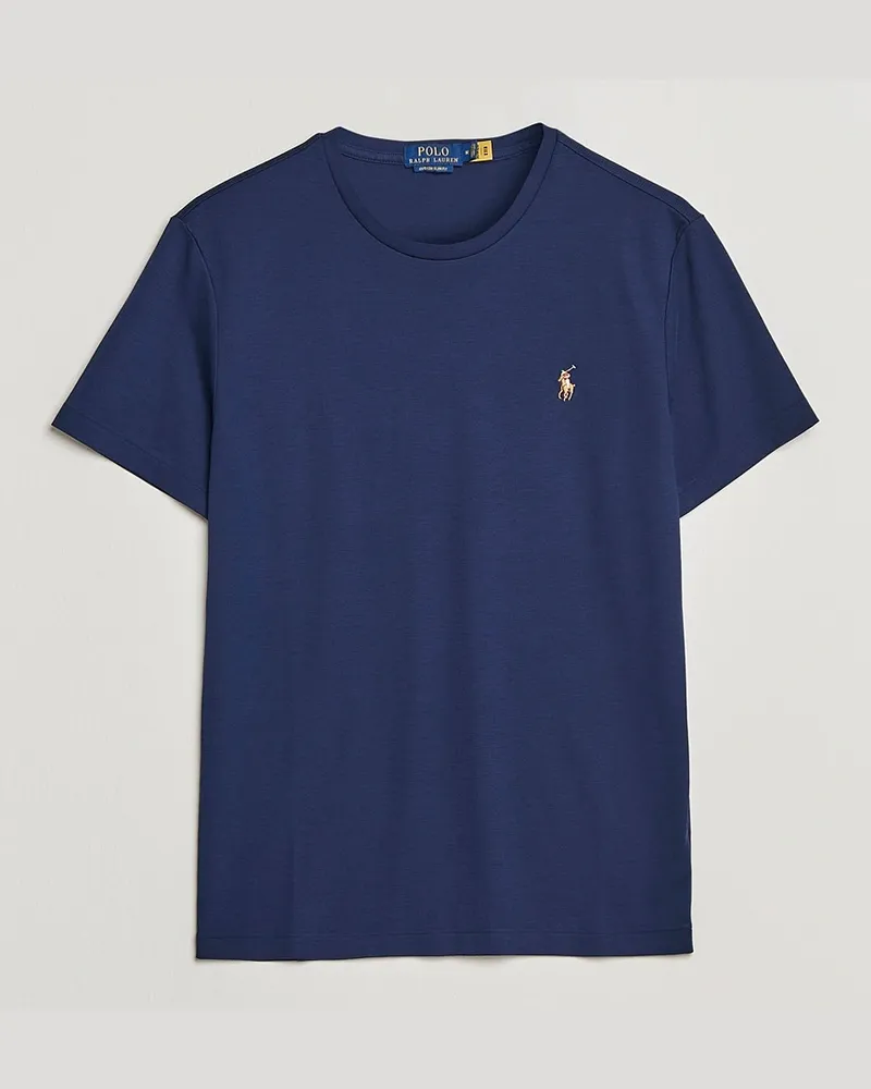 Ralph Lauren Luxury Pima Cotton Crew Neck T-Shirt Refined Navy Blau