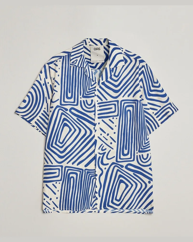 OAS Viscose Resort Short Sleeve Shirt Eldovado Blau