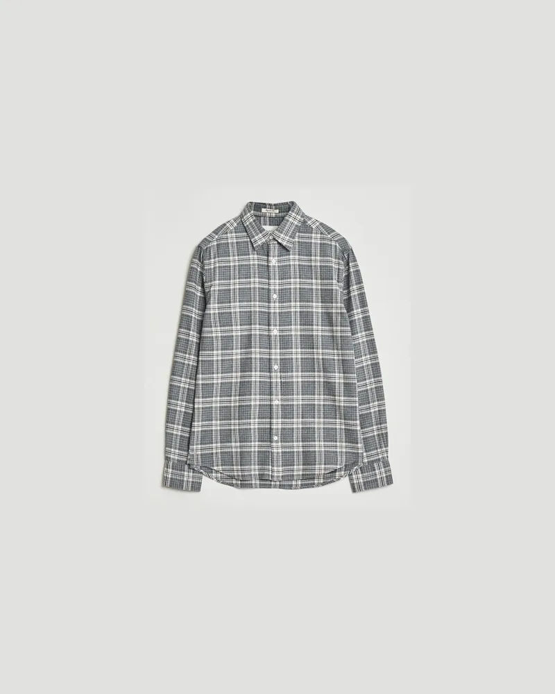 Gant Regular Fit Checked Flannel Shirt Dark Grey Melange Grau