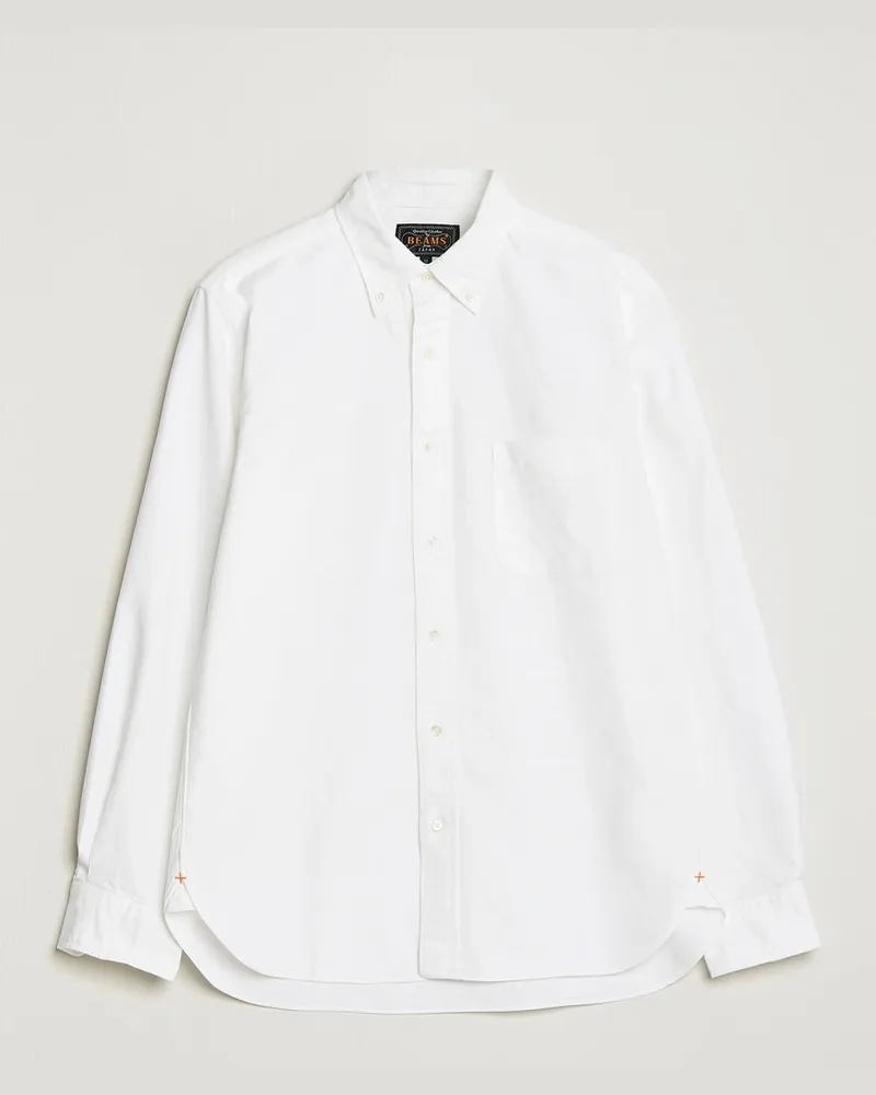 Beams Plus Oxford Button Down Shirt White Weiß