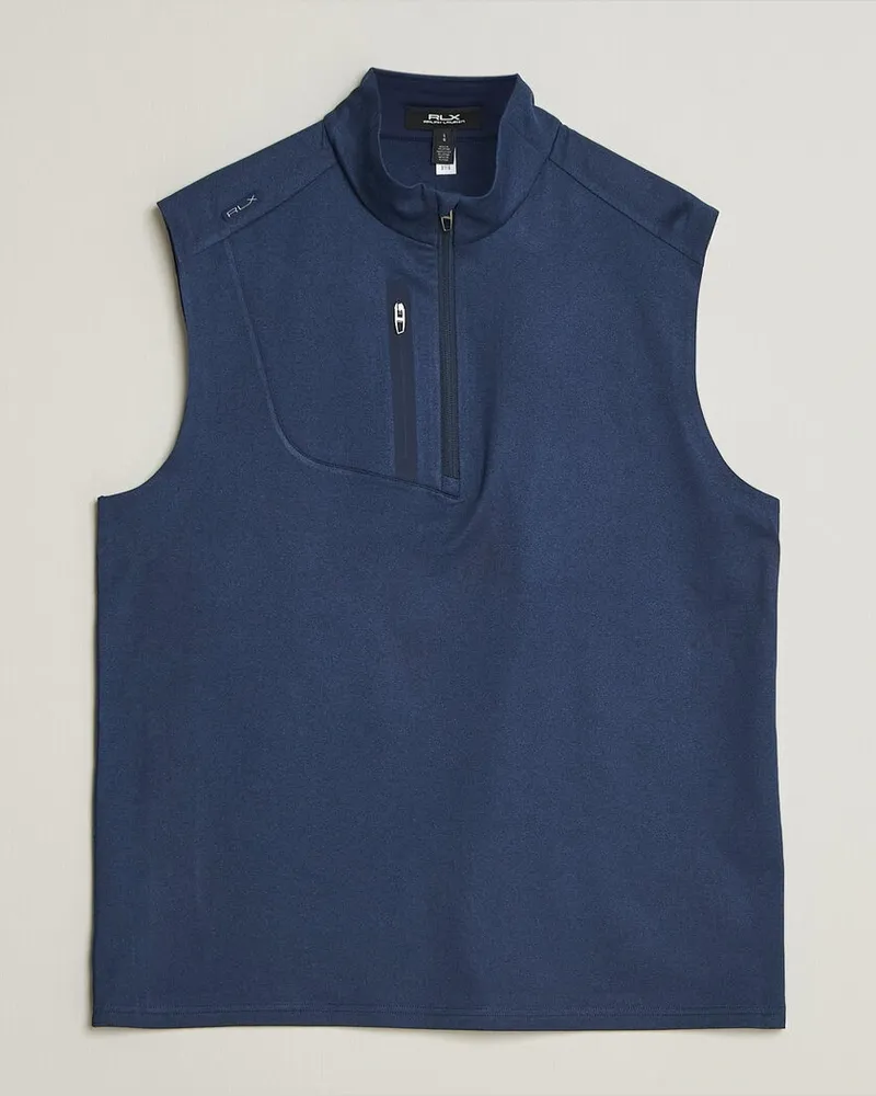 Ralph Lauren Luxury Jersey Vest Half Zip Spring Navy Heather Blau