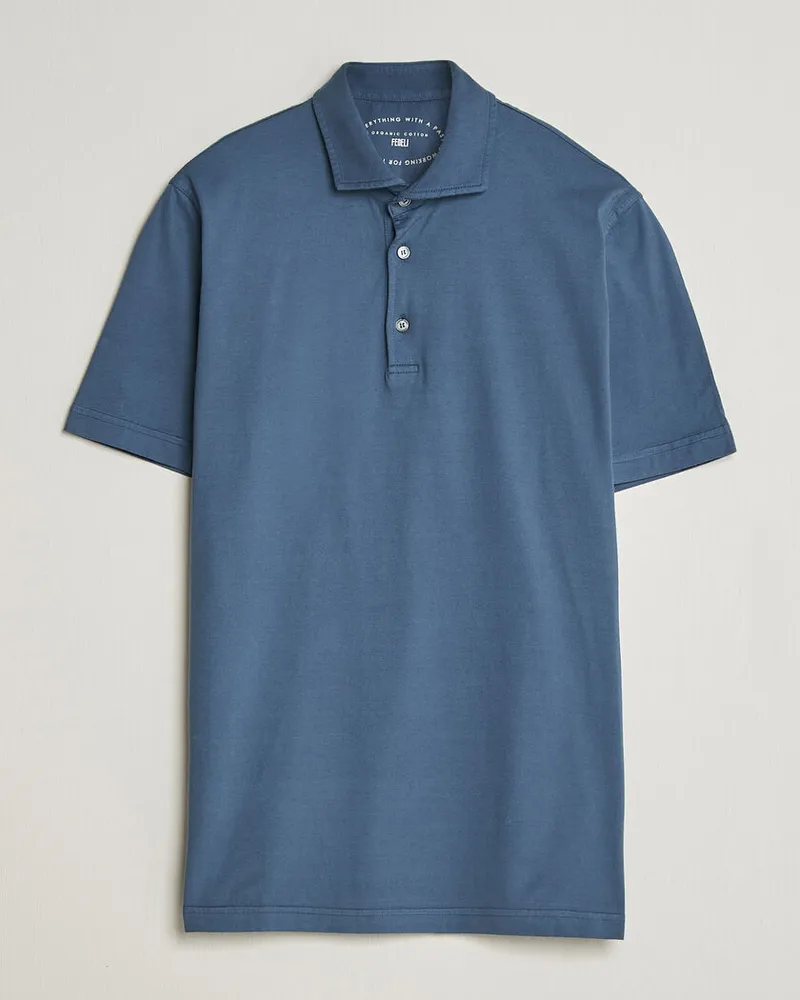Fedeli Zero Organic Cotton Polo Steel Blue Blau
