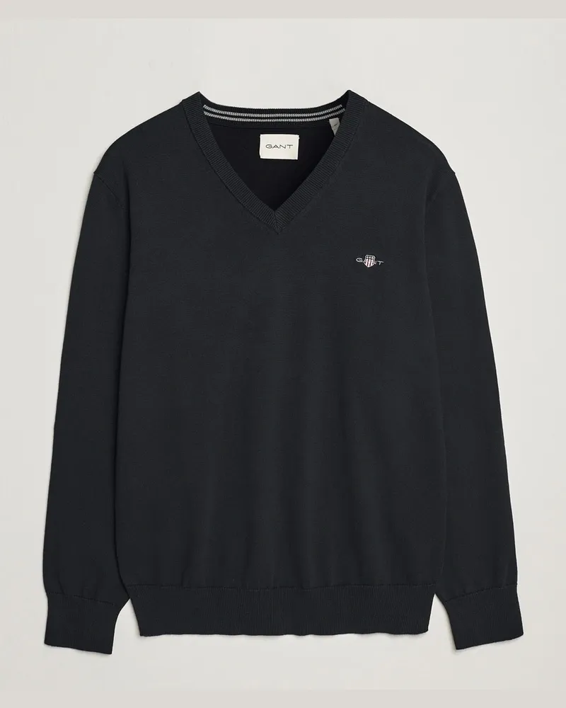 Gant Classic Cotton V-Neck Black Schwarz